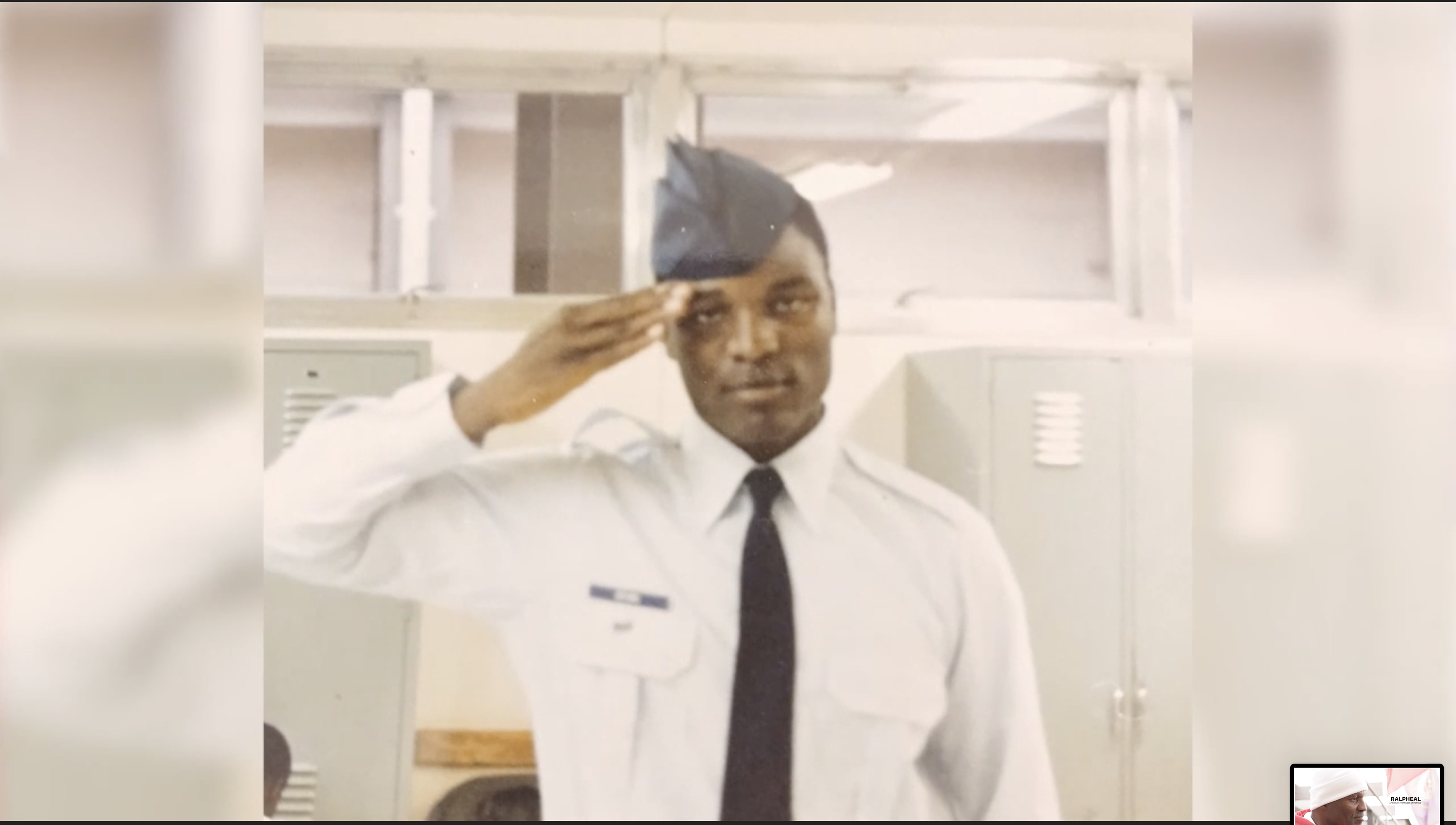 Ralpheal in U.S. Air Force dress uniform, saluting