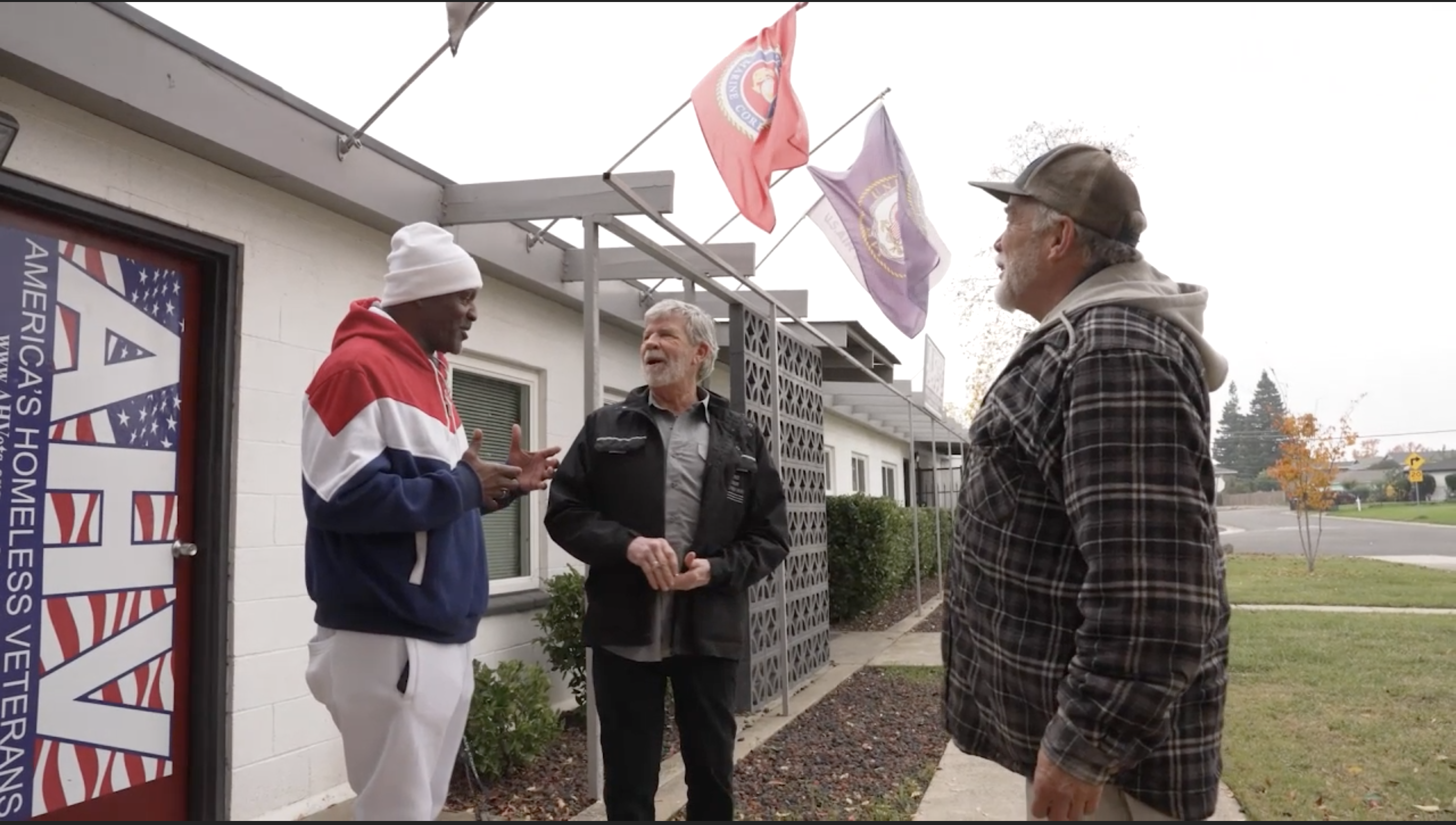 Ralpheal with Randall and fellow veteran outside AHVets